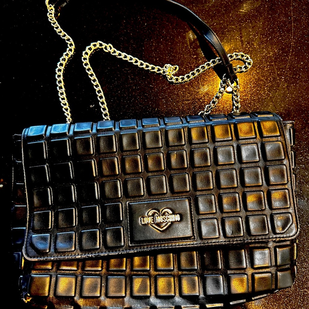 Black Faux Leather Moschino Purse/Crossbody